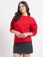 Solid Crew Neck Sweatshirt for Women