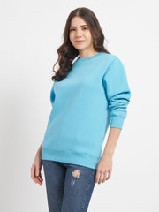 Solid Crew Neck Sweatshirt for Women