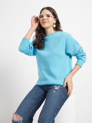 Solid Crew Neck Sweatshirt for Women