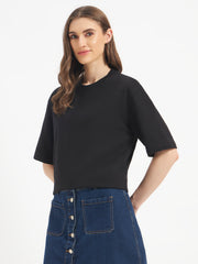 Oversized Essential T-Shirt For Women Washed Black