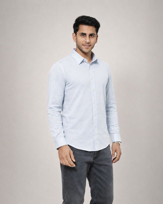 ZYBE Breeze Blue Linen Shirt