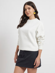 Solid Crew Neck Sweatshirt for Women