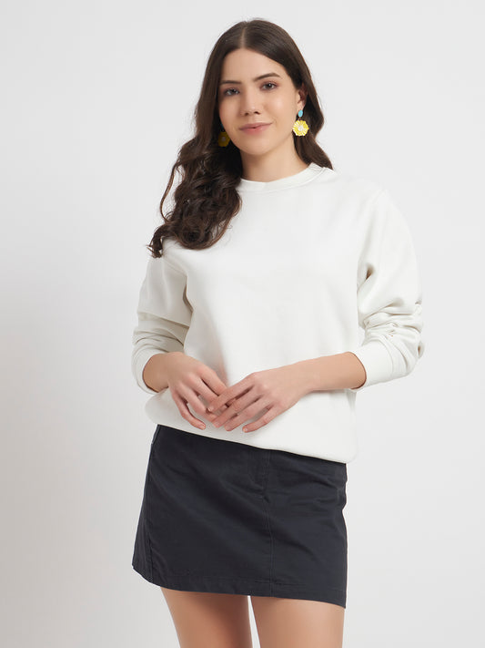 Solid Crew Neck Sweatshirt for Women