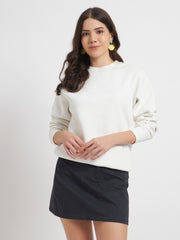 Solid Crew Neck Sweatshirt for Women