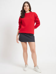 Solid Crew Neck Sweatshirt for Women