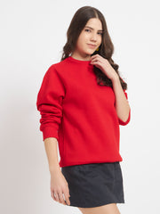 Solid Crew Neck Sweatshirt for Women