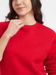 Solid Crew Neck Sweatshirt for Women