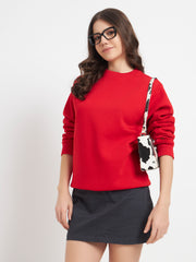 Solid Crew Neck Sweatshirt for Women