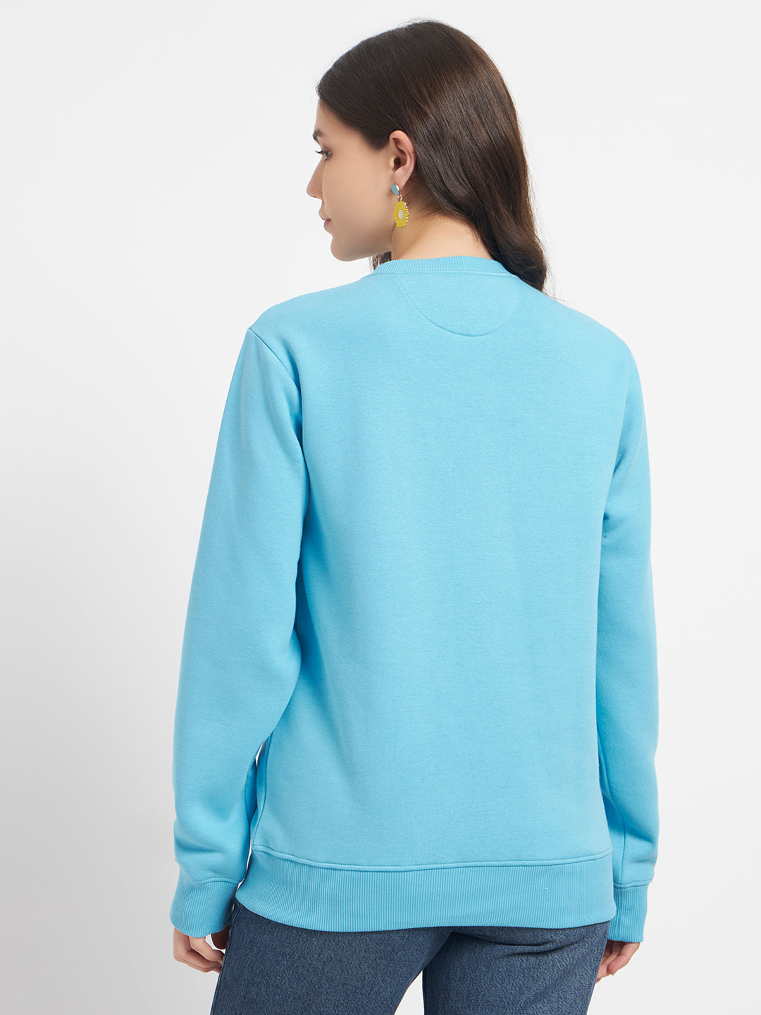 Solid Crew Neck Sweatshirt for Women
