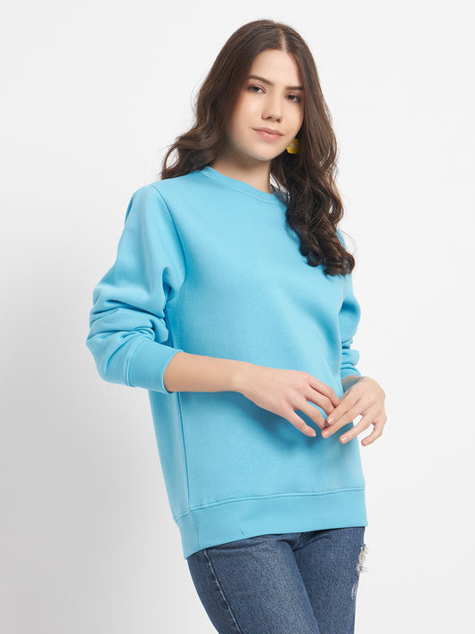Solid Crew Neck Sweatshirt for Women