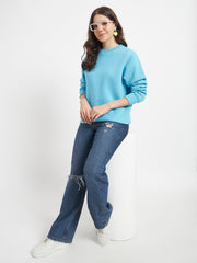 Solid Crew Neck Sweatshirt for Women
