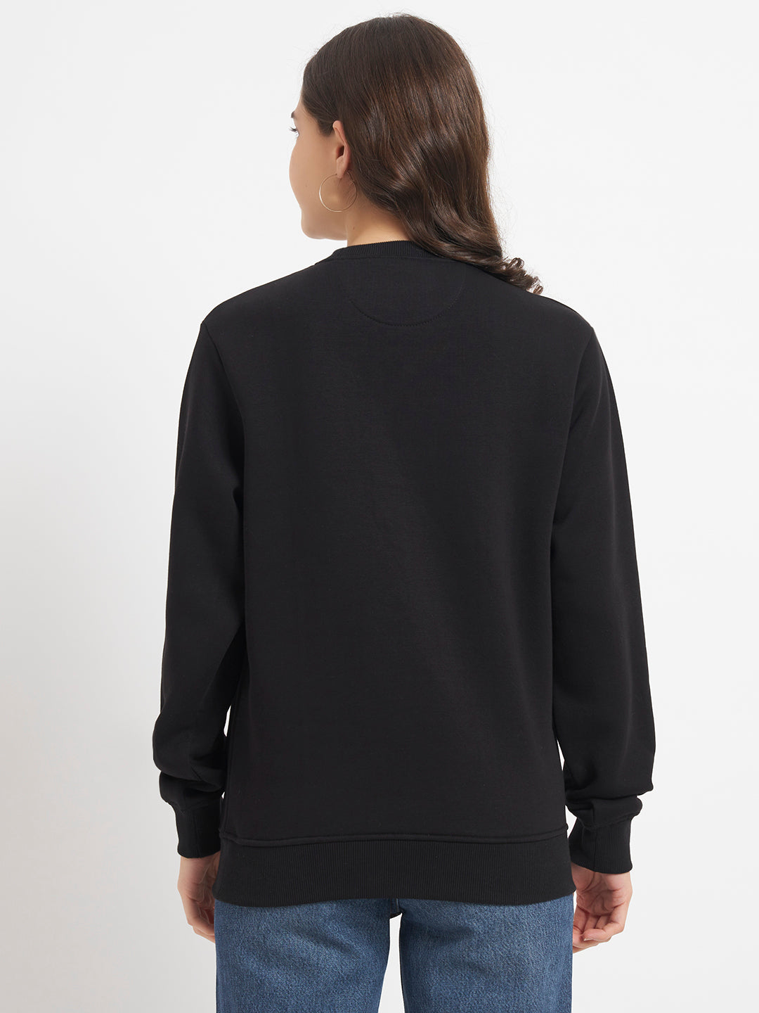 Solid Crew Neck Sweatshirt for Women