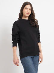 Solid Crew Neck Sweatshirt for Women