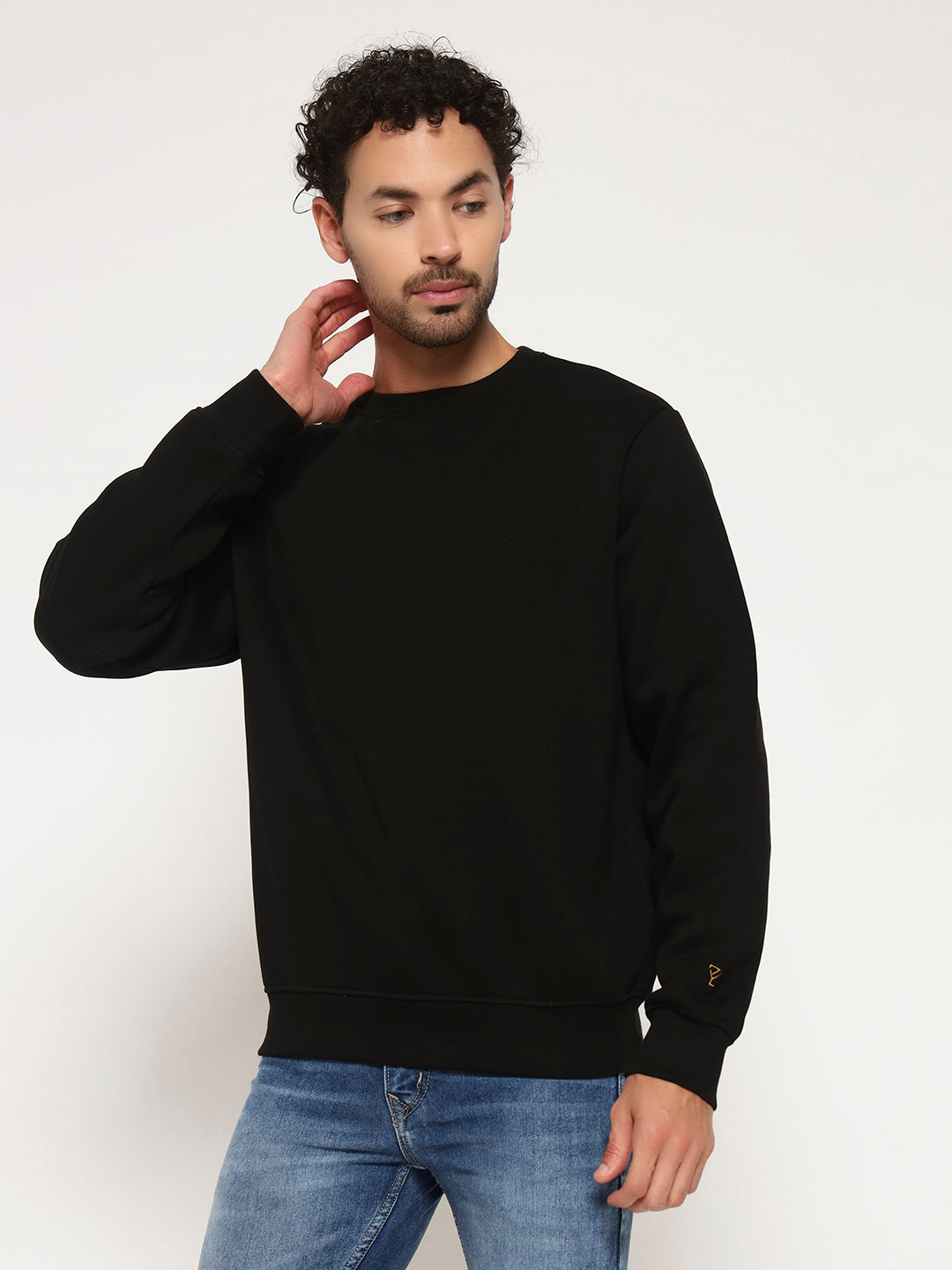 Solid Crew Neck Sweatshirt for Men