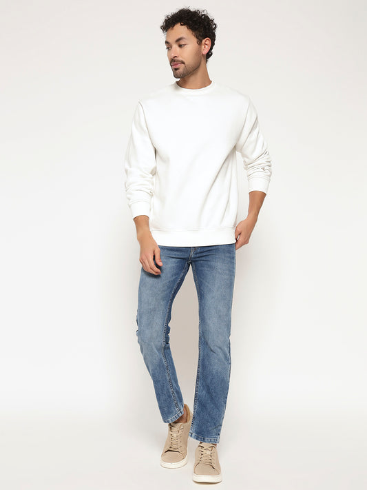 Solid Crew Neck Sweatshirt for Men