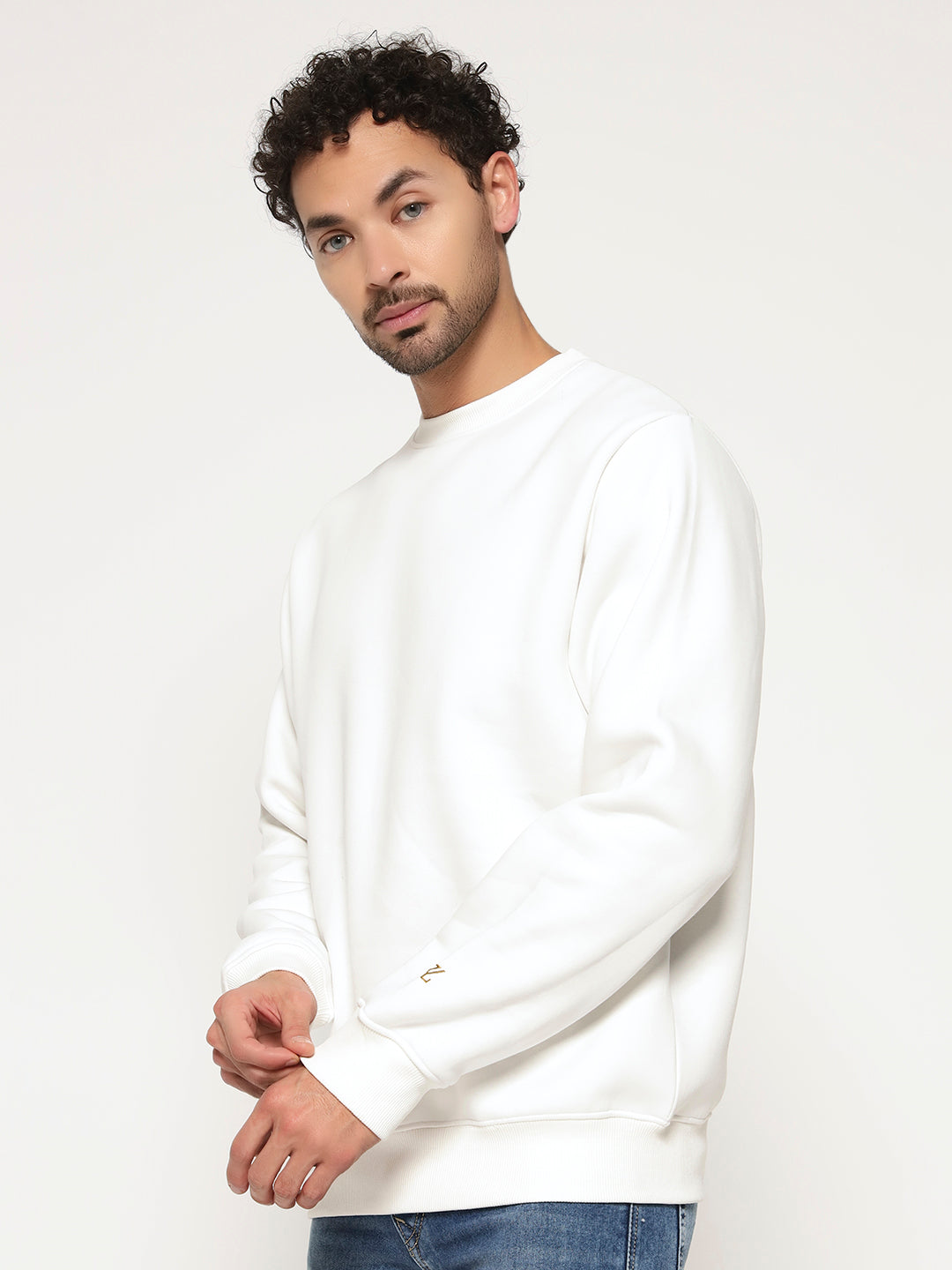Solid Crew Neck Sweatshirt for Men