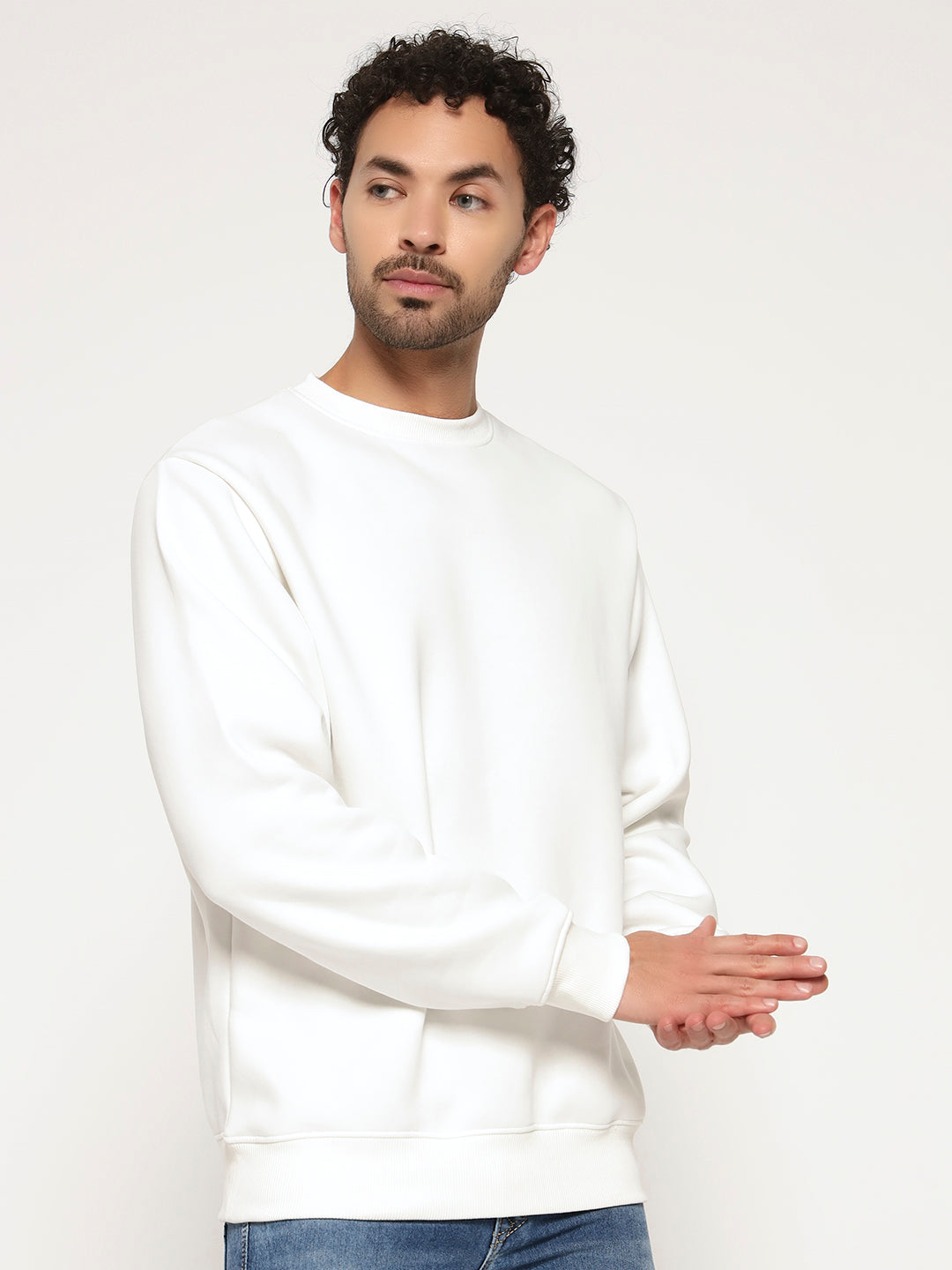 Solid Crew Neck Sweatshirt for Men