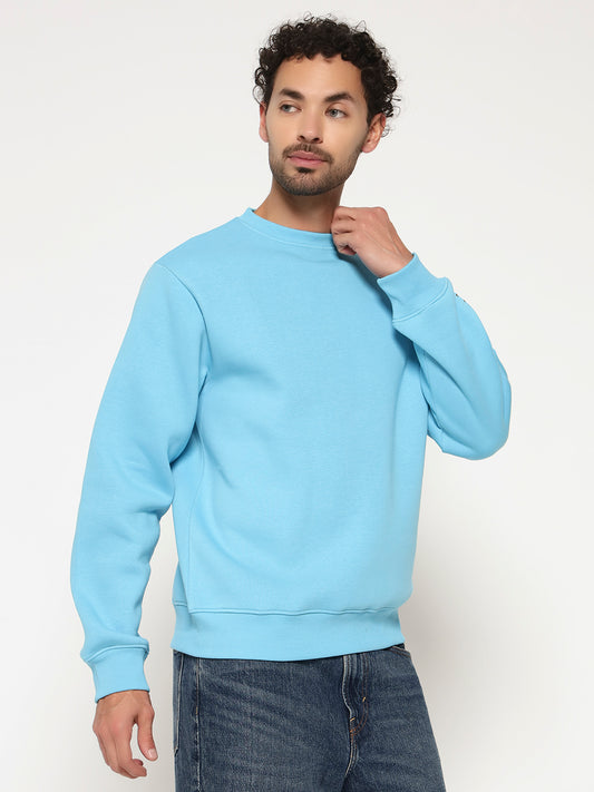 Solid Crew Neck Sweatshirt for Men