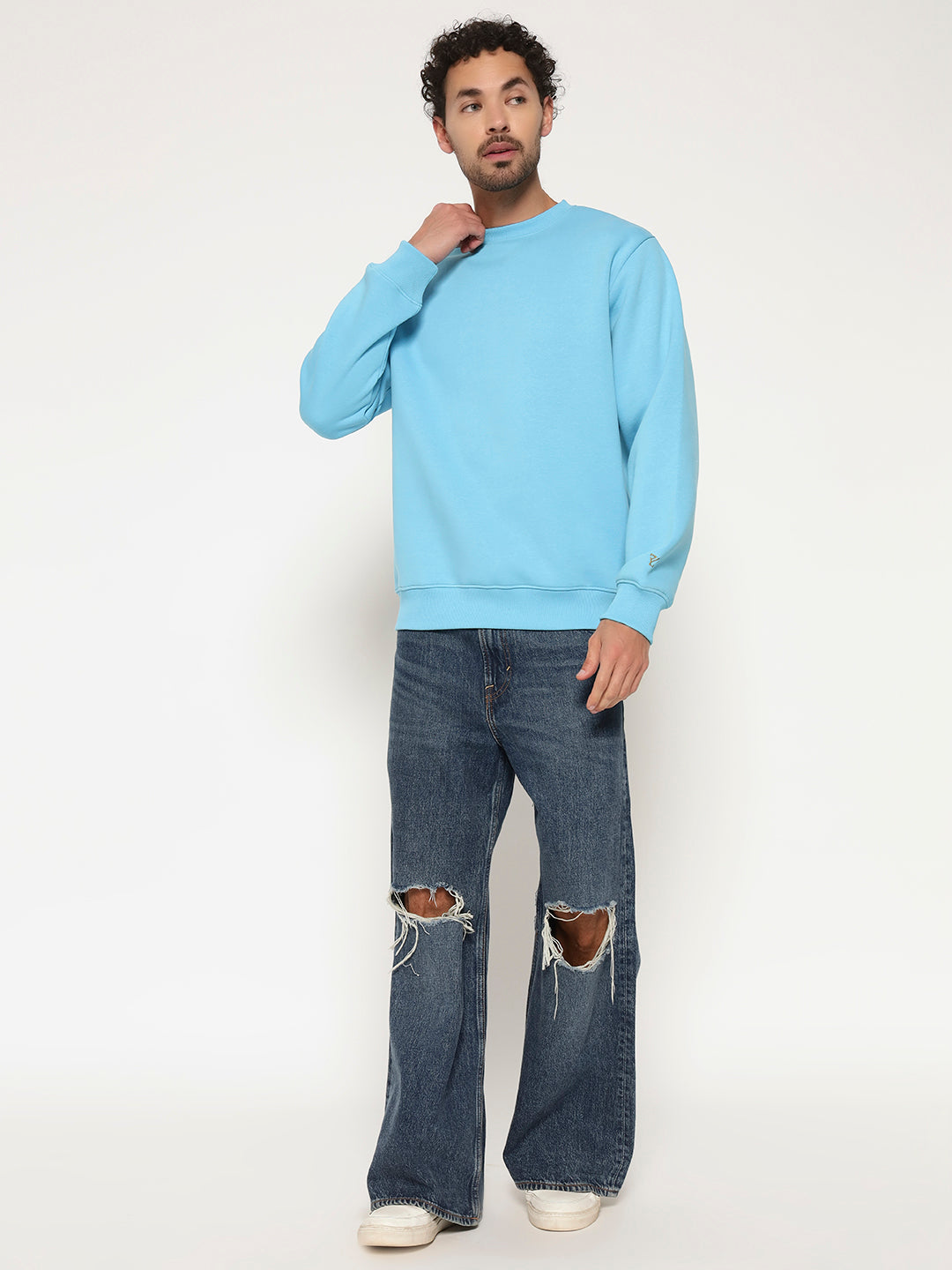 Solid Crew Neck Sweatshirt for Men