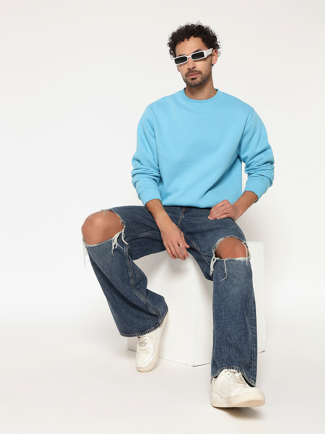 Solid Crew Neck Sweatshirt for Men