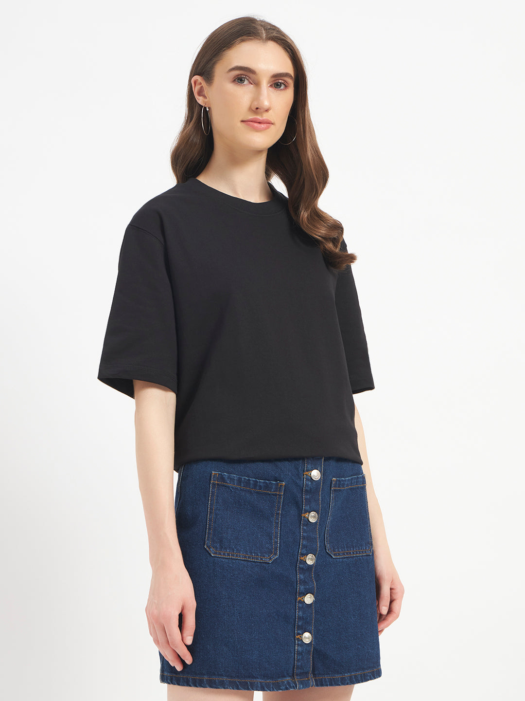Oversized Essential T-Shirt For Women Washed Black