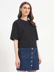 Oversized Essential T-Shirt For Women Washed Black