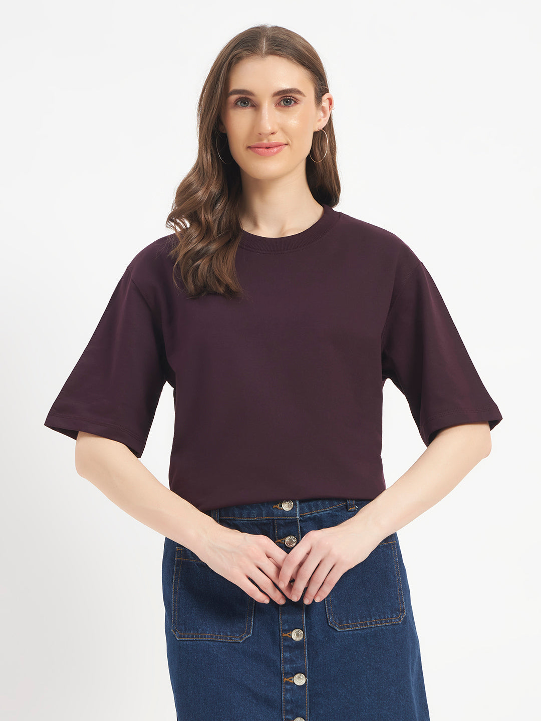 Oversized Essential T-Shirt For Women Dusty Purple