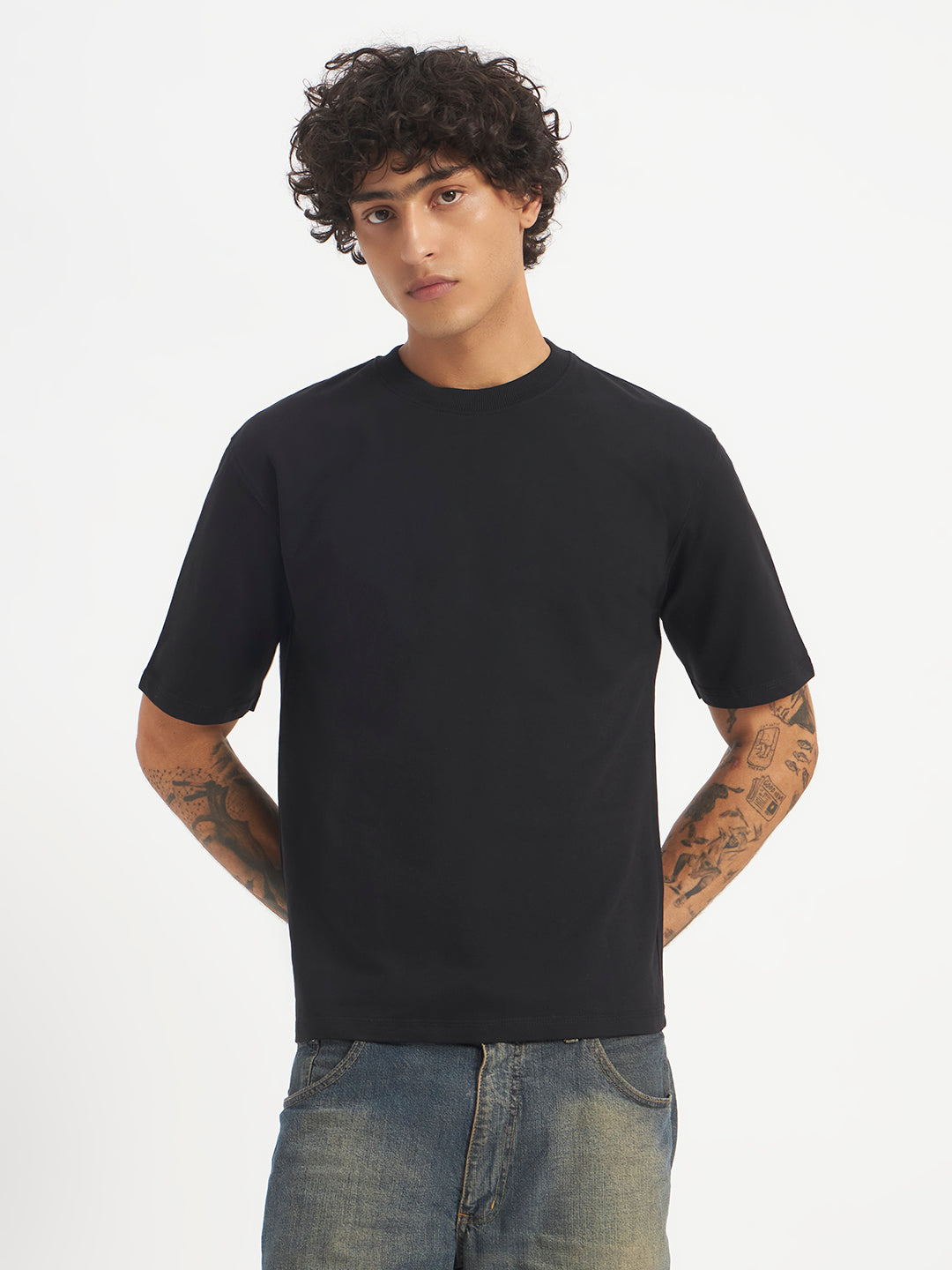 Oversized Essential T-Shirt For Men Washed Black