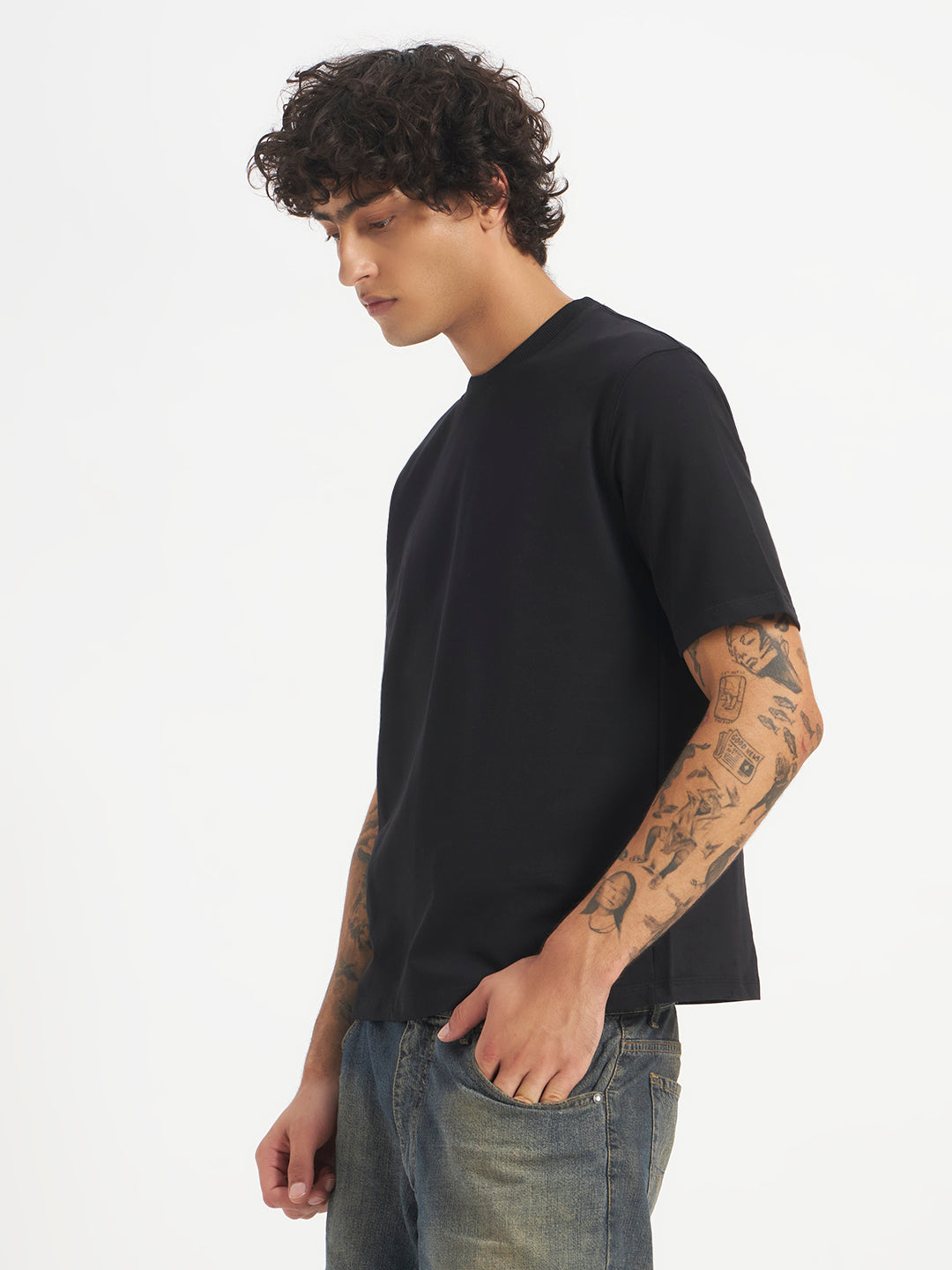Oversized Essential T-Shirt For Men Washed Black