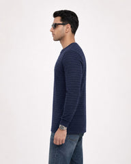 Jacquard Long Sleeve Crewneck Deep Navy
